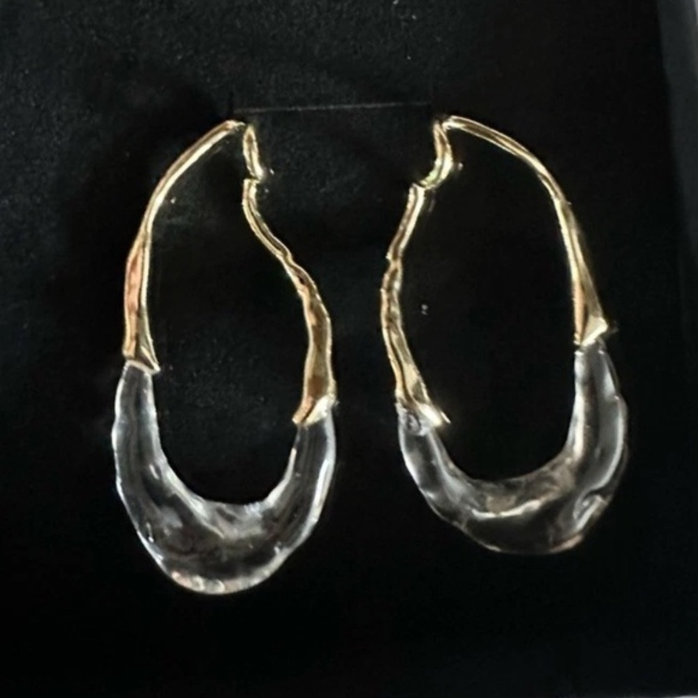 NEW~ Anthropologie Clear Resin Earrings lucite wrap around link